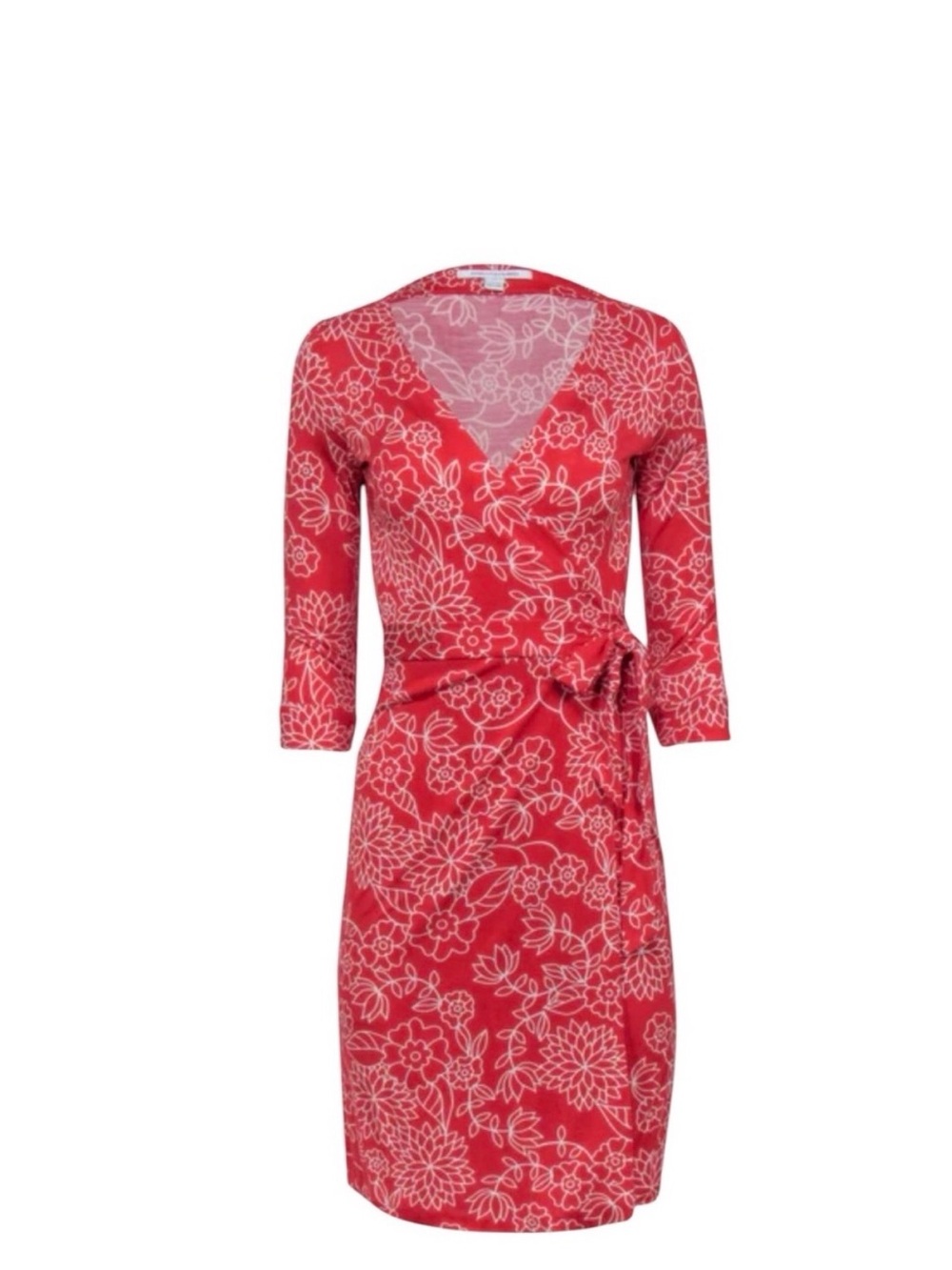 Diane Von Furstenberg DVF New Julian Two Wrap Dress Red Floral Size 6